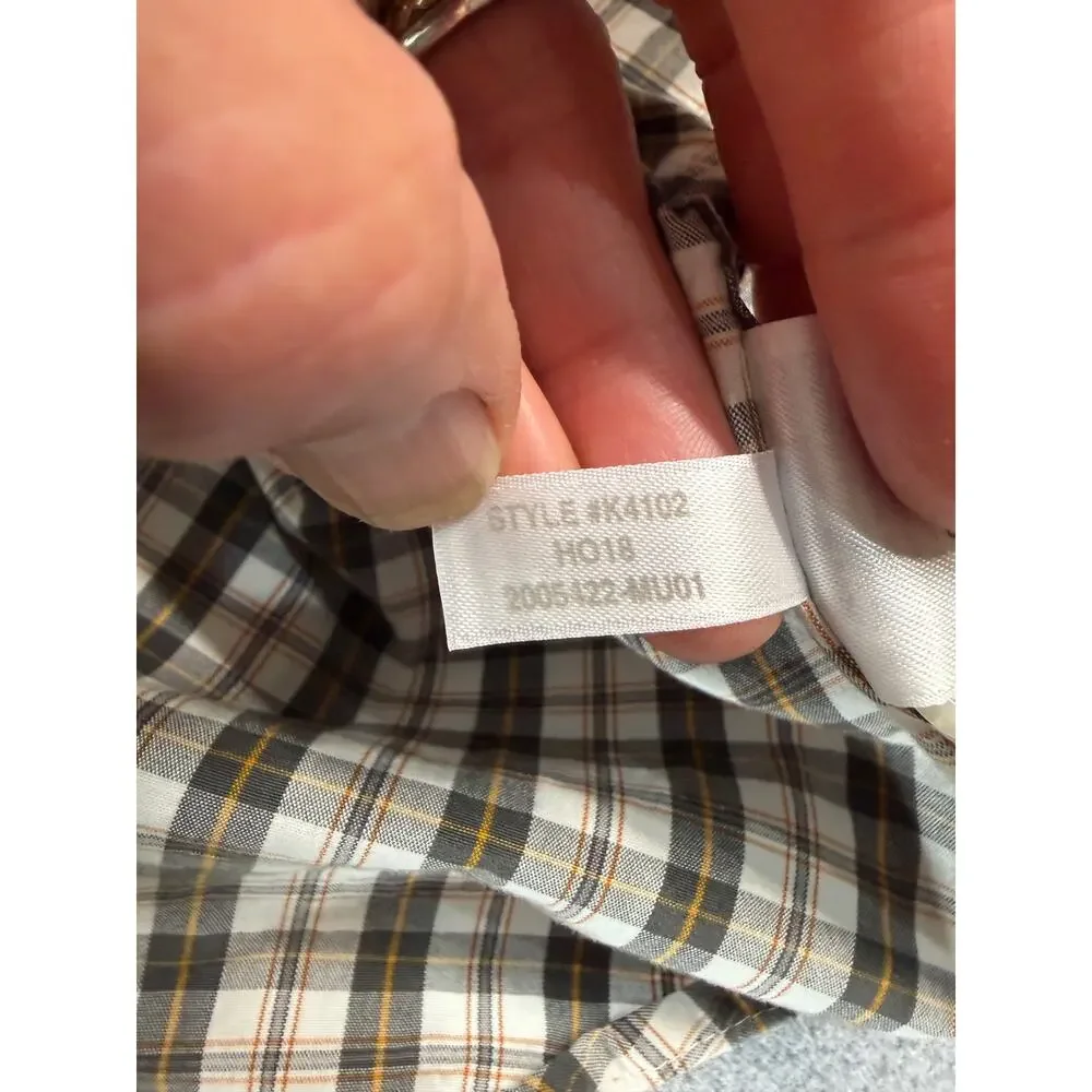 J. Crew Mens Slim Untucked Plaid Stretch Long Sleeve Button Up Brown Cream SizeL